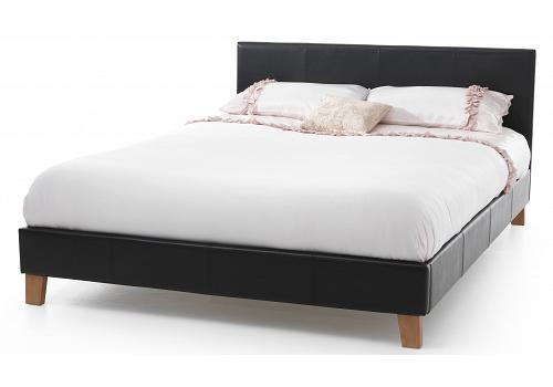 4ft Small Double Black Faux Leather Bed Frame 1